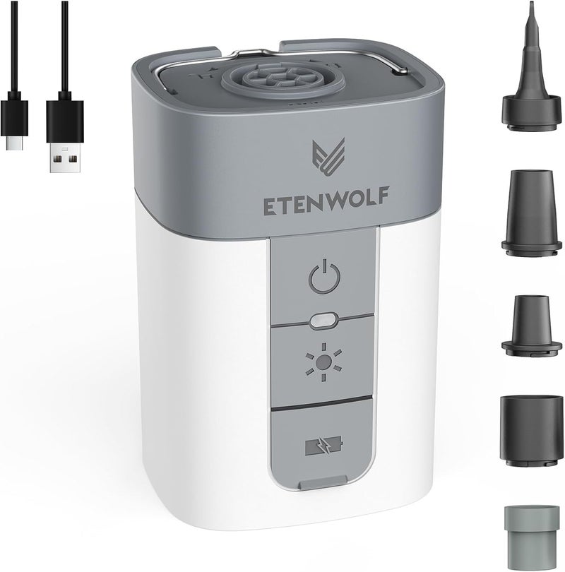 ETENWOLF AIR 5 Air Pump for Inflatables, 5200 mAh Portable Electric Air Pump, 4X Quick Inflator Deflator, 4.5 kPa & 720 L/min Pump for Pool Floats, Air Mattress, Vacuum Storage Bags, Camping - Image 1
